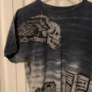 Blue Gradient Affliction Short Sleeve T-Shirt (L)